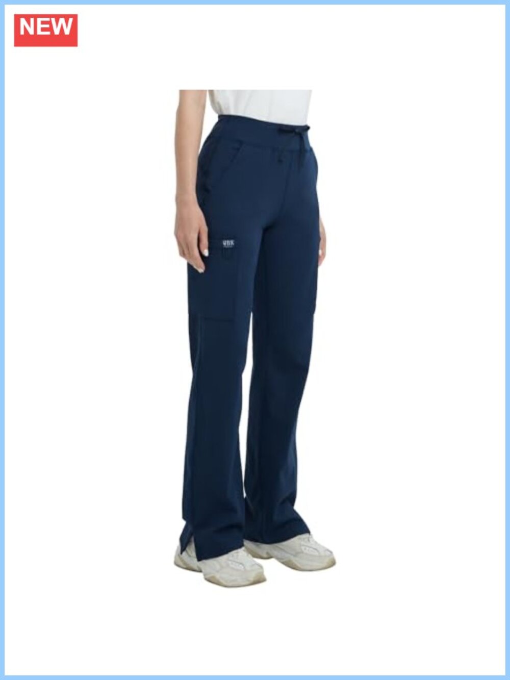 High Rise Yoga Scrub Pants Straight Wide Leg Cargo Pocket Knit Waistband
